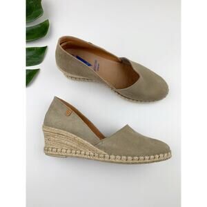 Verbenas Wedge Heel Espadrille Shoes Tan Suede Slip On Casual Women's 41 US 9.5
